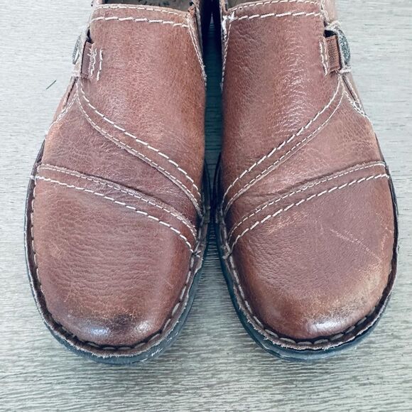 Earth Origins Elsie Brown Leather Stitched Sole Slip-On Shoes 9 - Picture 4 of 10